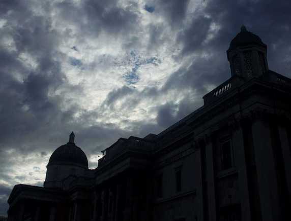 National, Gallery, London, Trafalgar, Square, evening, light