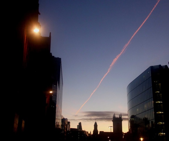 Mary Josefina Cade, London, pink morning, sky, cityscape